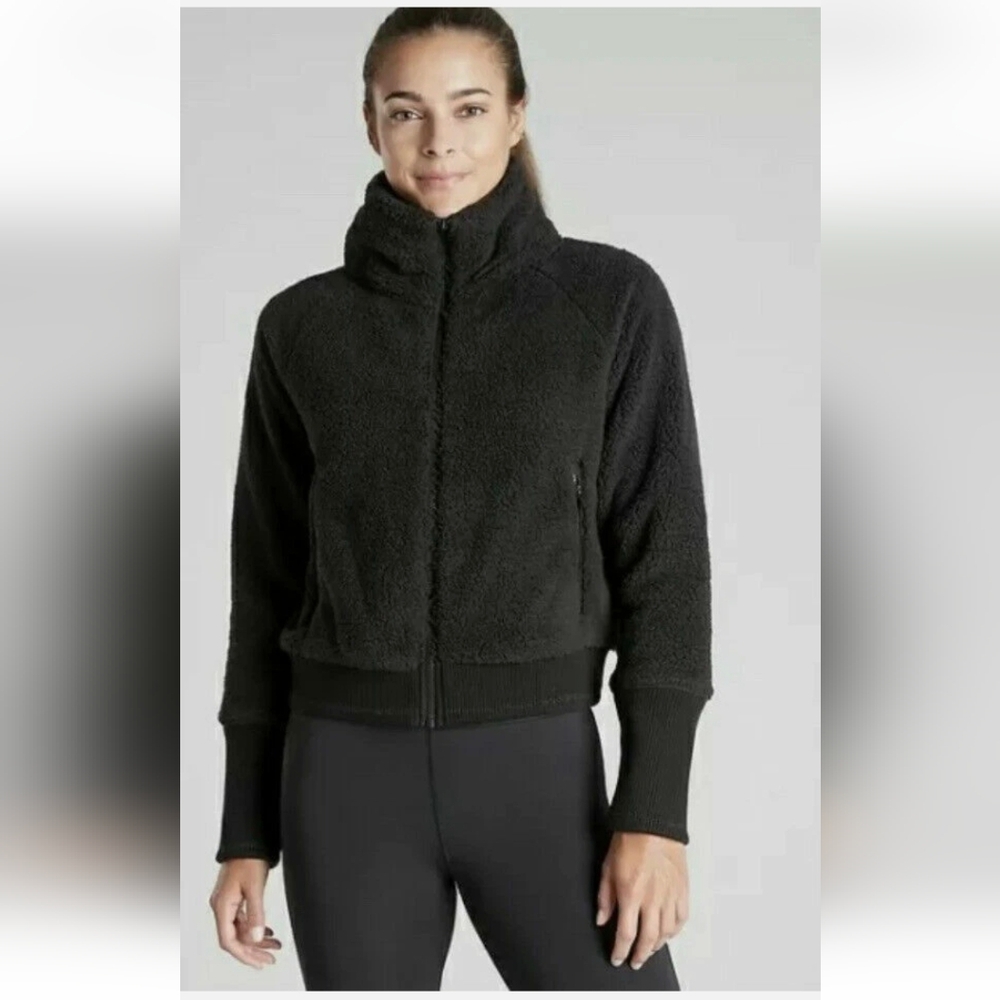 NWT Athleta Tugga Sherpa Jacket black Size XL